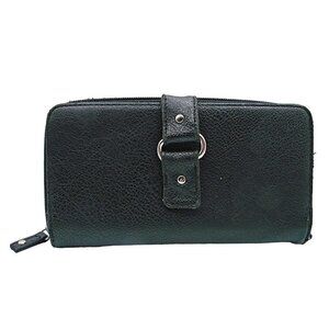 Black Soft Leather Wallet Organizer Full Zip Around Extra Flip for Cards ID Slot